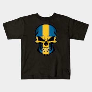 FLAG OF SWEDEN ON SKULL EMBLEM Kids T-Shirt